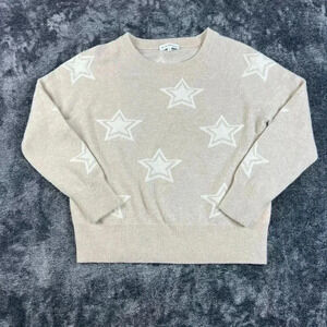White + Warren Star 100% Cashmere Sweater Beige Cream Women's M Pullover
